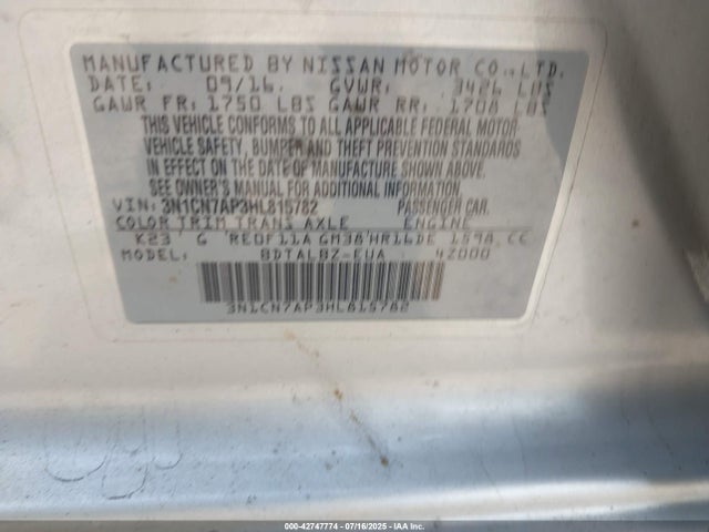 Nissan 2017 2017 3N1CN7AP3HL815782 Image 9