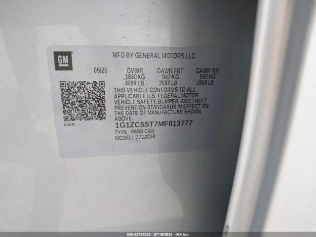 2021 CHEVROLET MALIBU 1G1ZC5ST7MF013777 Photo 8