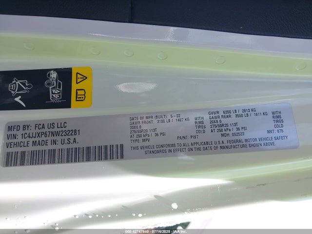 2022 JEEP WRANGLER 4XE 1C4JJXP67NW232281 Photo 8