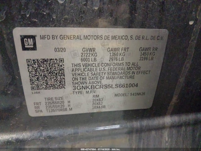 Chevrolet lgx 2020 3GNKBCRS5LS661004 Image 9