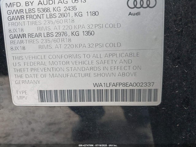 2014 AUDI Q5 WA1LFAFP8EA002337 Photo 8