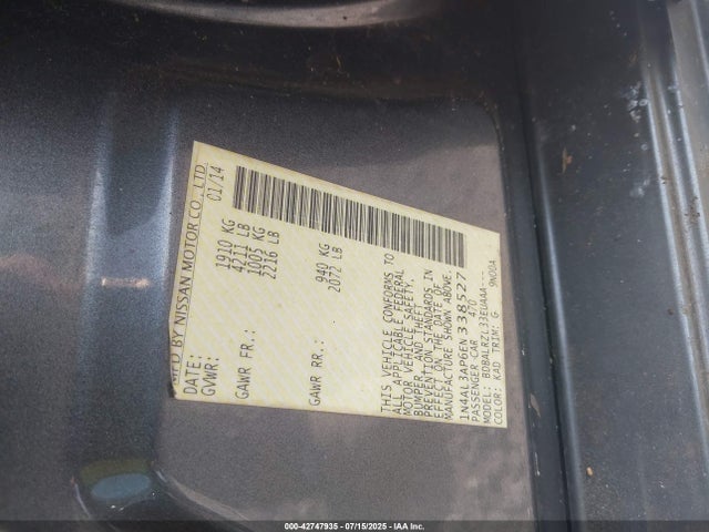 1N4AL3AP6EN338527 Nissan 2014