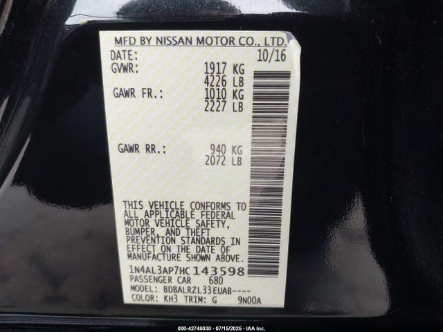 1N4AL3AP7HC143598 Nissan 2017