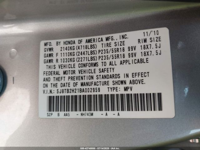 2011 ACURA RDX 5J8TB2H21BA002959 Photo 8