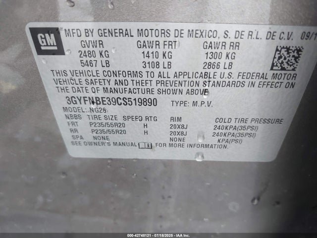 2012 CADILLAC SRX 3GYFNBE39CS519890 Photo 8