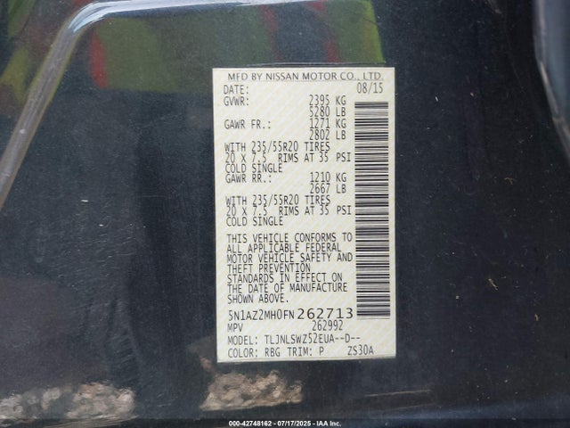 5N1AZ2MH0FN262713 Nissan 2015