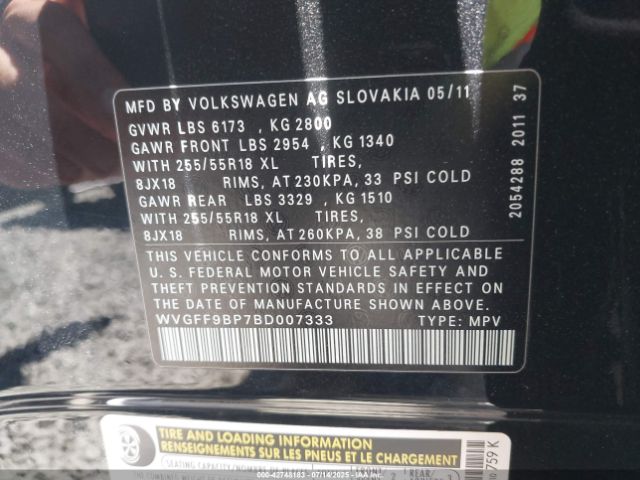 2011 VOLKSWAGEN TOUAREG WVGFF9BP7BD007333 Photo 8