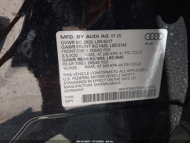 2025 AUDI Q6 E-TRON WA112BGF0SA029719 Photo 8