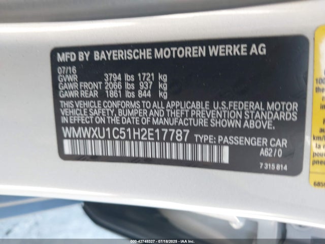 WMWXU1C51H2E17787 Mini Hardtop