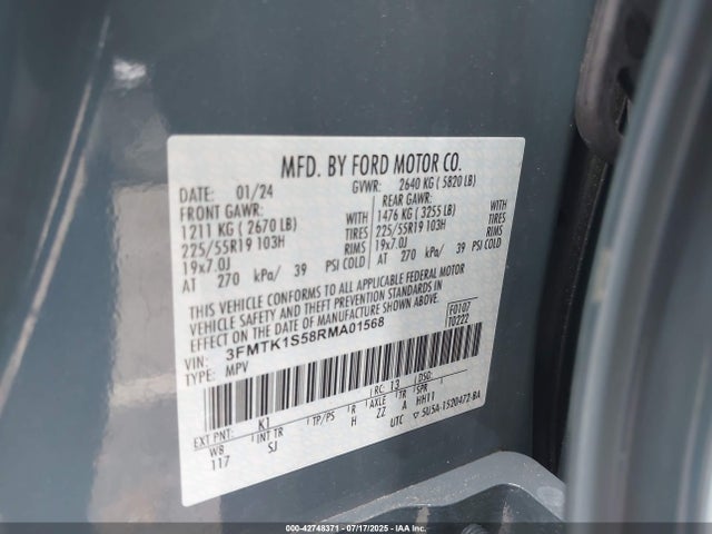 3FMTK1S58RMA01568 Ford 2024