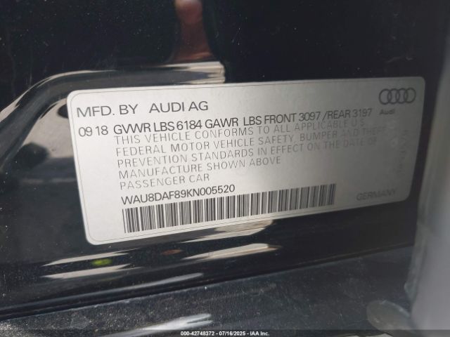 2019 AUDI A8 L WAU8DAF89KN005520 Photo 8