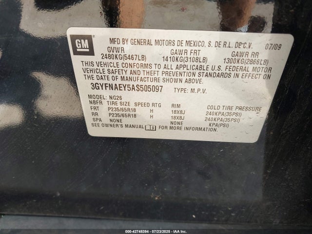 2010 CADILLAC SRX 3GYFNAEY5AS505097 Photo 8