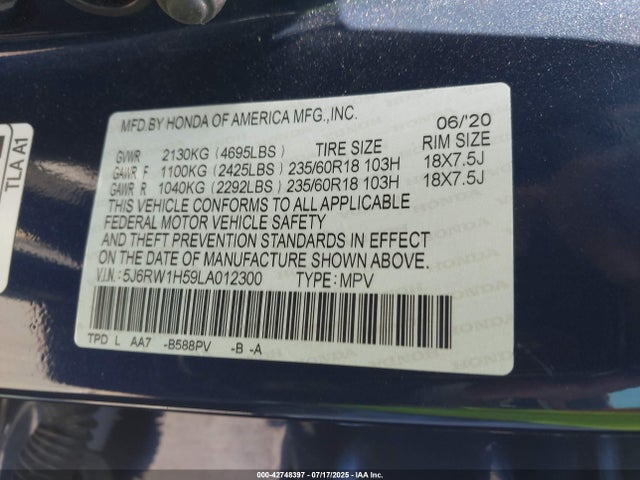 5J6RW1H59LA012300 Honda l15be