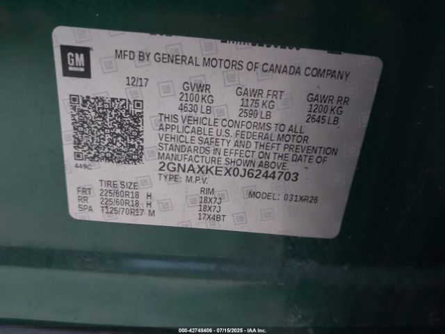 2018 CHEVROLET EQUINOX 2GNAXKEX0J6244703 Photo 8