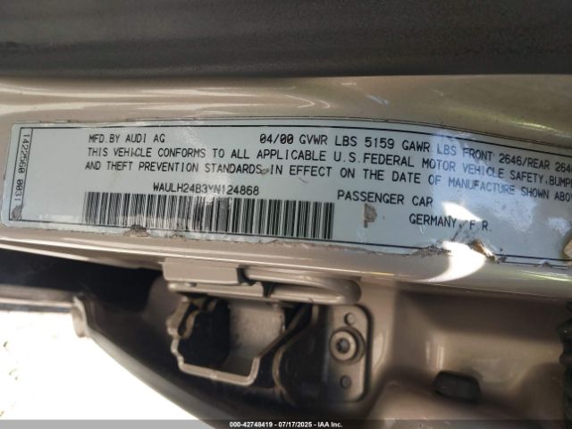2000 AUDI A6 WAULH24B3YN124868 Photo 8