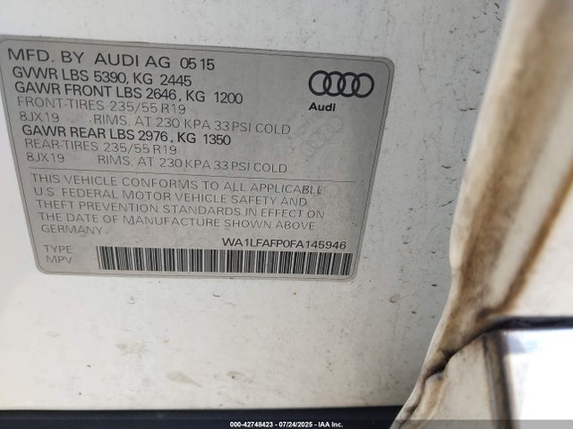2015 AUDI Q5 WA1LFAFP0FA145946 Photo 8