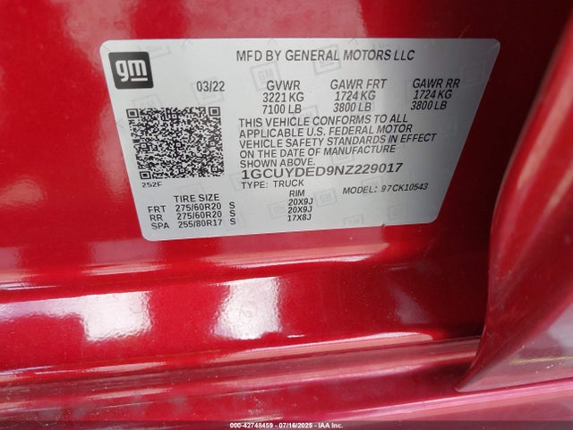 1GCUYDED9NZ229017 Chevrolet l84
