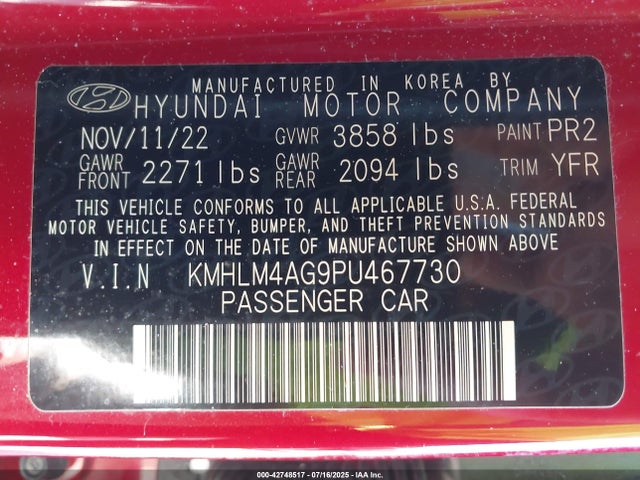 Hyundai mpi nu pe 2023 KMHLM4AG9PU467730 Image 9