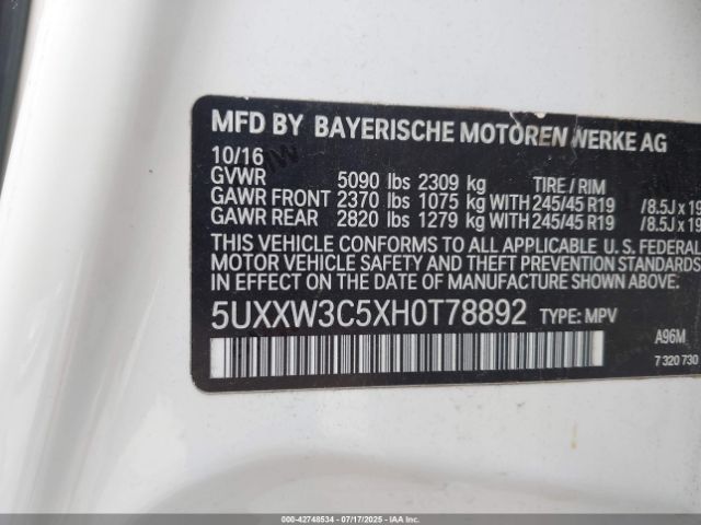 2017 BMW X4 5UXXW3C5XH0T78892 Photo 8