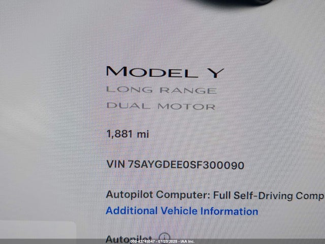 2025 TESLA MODEL Y 7SAYGDEE0SF300090 Photo 6