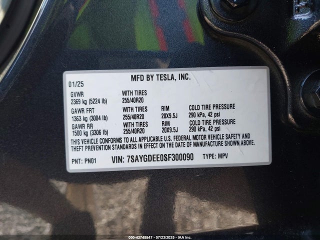 2025 TESLA MODEL Y 7SAYGDEE0SF300090 Photo 8