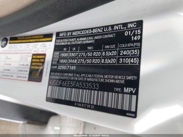2015 MERCEDES-BENZ GL 450 4JGDF6EE5FA533533 Photo 8