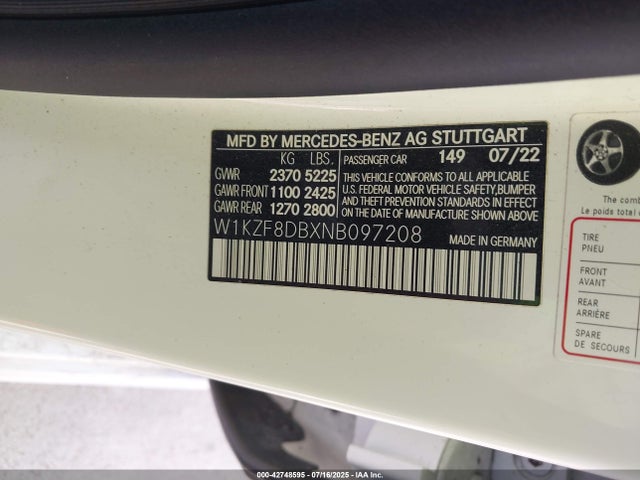 W1KZF8DBXNB097208 Mercedes-Benz m274