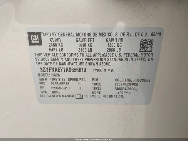 2010 CADILLAC SRX 3GYFNAEY7AS656619 Photo 8