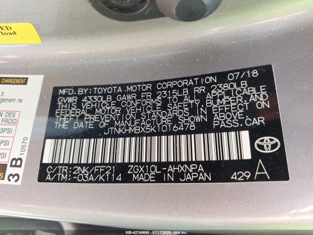 JTNKHMBX5K1016478 Toyota 3zr-fae