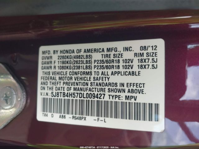2013 ACURA RDX 5J8TB4H57DL009427 Photo 8