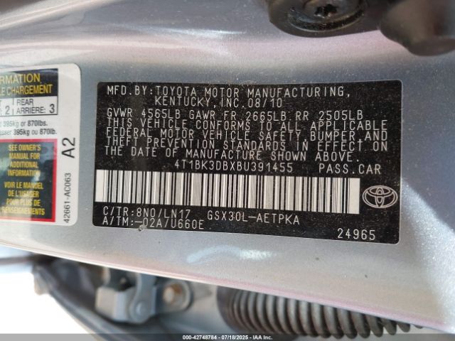 2011 TOYOTA AVALON 4T1BK3DBXBU391455 Photo 8