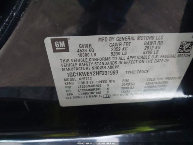 2017 CHEVROLET SILVERADO 2500HD 1GC1KWEY2HF231989 Photo 8
