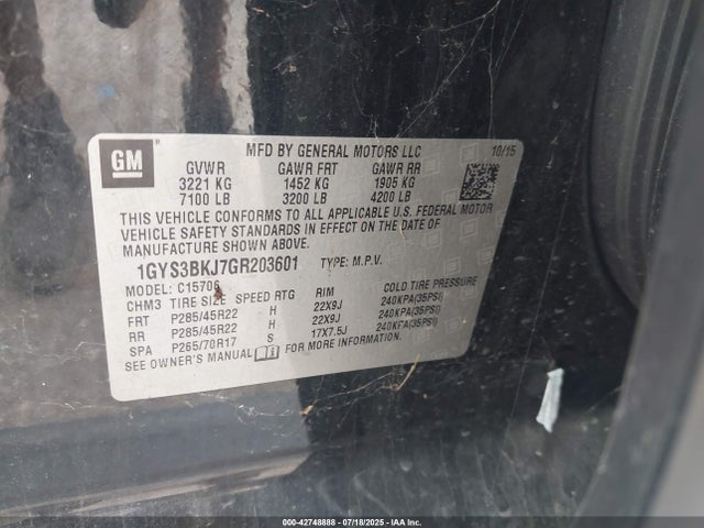2016 CADILLAC ESCALADE 1GYS3BKJ7GR203601 Photo 8