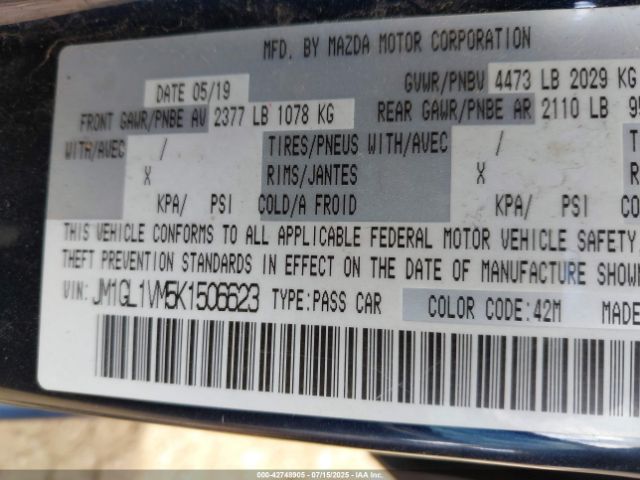 2019 MAZDA MAZDA6 JM1GL1VM5K1506623 Photo 8