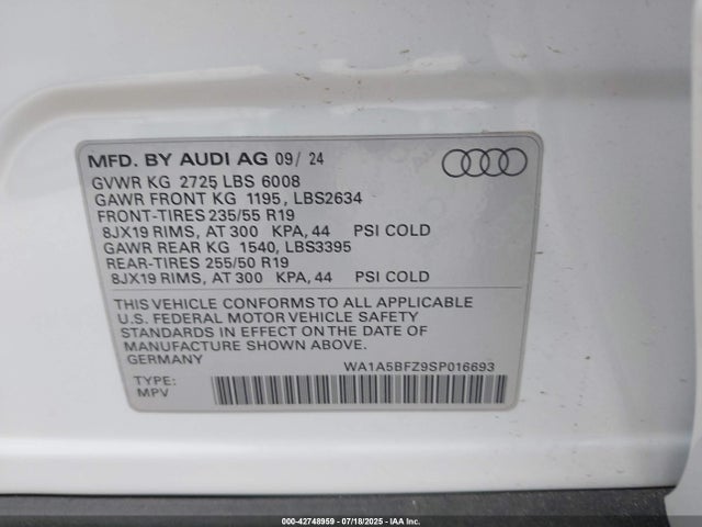 2025 AUDI Q4 E-TRON WA1A5BFZ9SP016693 Photo 8