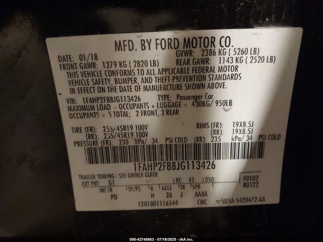 1FAHP2F88JG113426 Ford 3.5l ti-vct