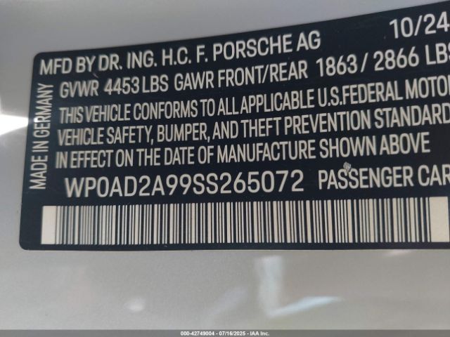 2025 PORSCHE 911 WP0AD2A99SS265072 Photo 8