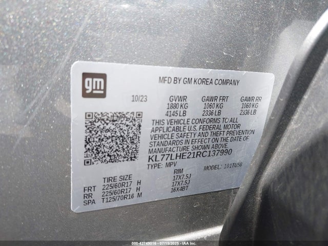 KL77LHE21RC137990 Chevrolet lih