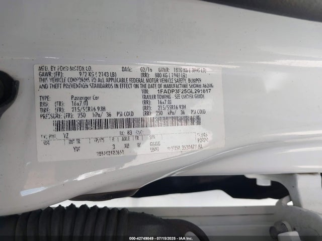 Ford 2016 2016 1FADP3F25GL291617 Image 9