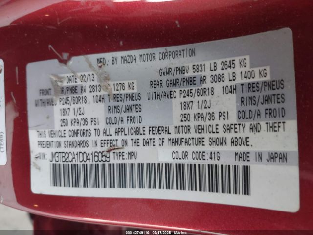 2013 MAZDA CX-9 JM3TB2CA1D0416059 Photo 8