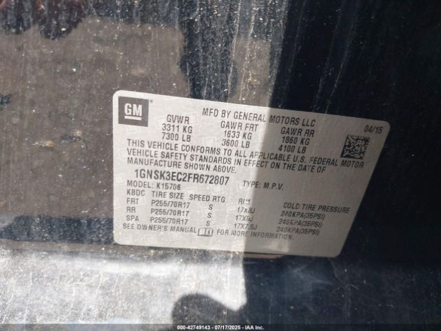 2015 CHEVROLET TAHOE 1GNSK3EC2FR672807 Photo 8