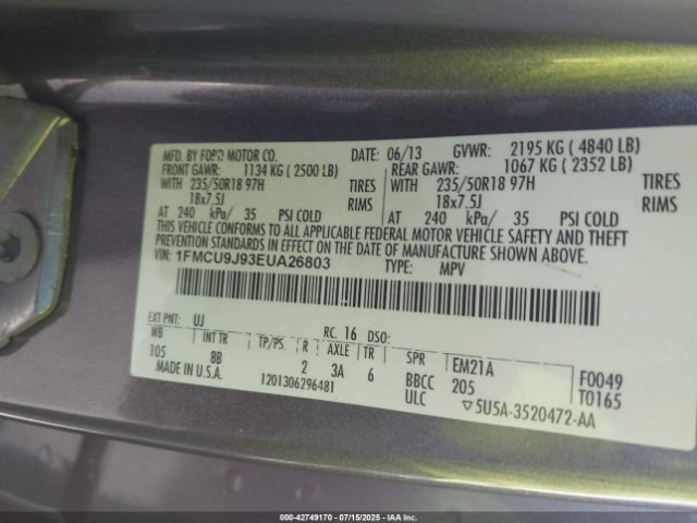 2014 FORD ESCAPE 1FMCU9J93EUA26803 Photo 8