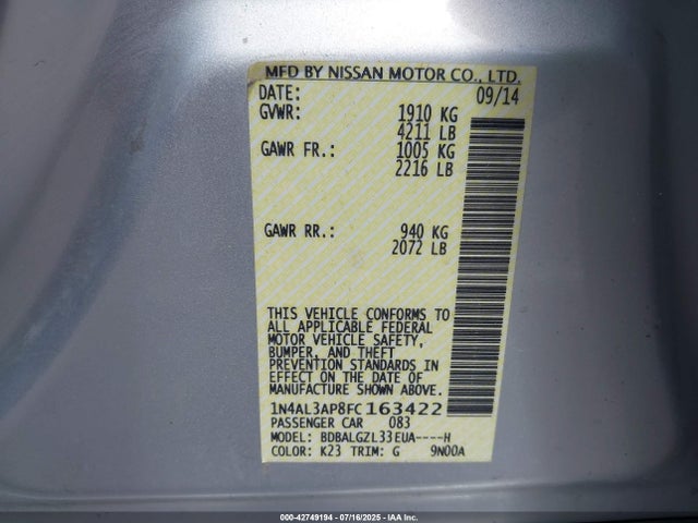 1N4AL3AP8FC163422 Nissan 2015