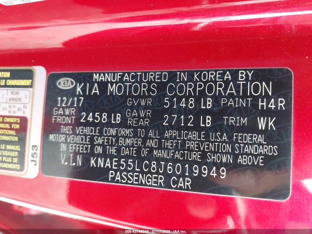KIA tgdi lamda ii 2018 KNAE55LC8J6019949 Image 9