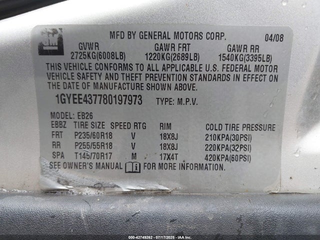 2008 CADILLAC SRX 1GYEE437780197973 Photo 8