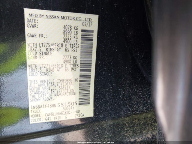 1N6BA1F48HN551505 Nissan 2017