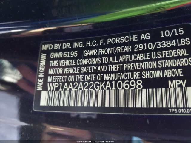 2016 PORSCHE CAYENNE WP1AA2A22GKA10698 Photo 8