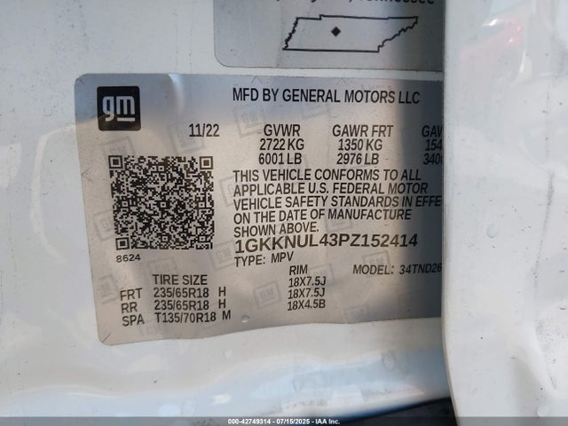 1GKKNUL43PZ152414 GMC lsy