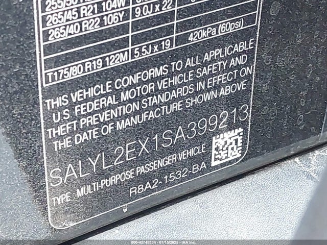 Land Rover aj20p 2025 SALYL2EX1SA399213 Image 9