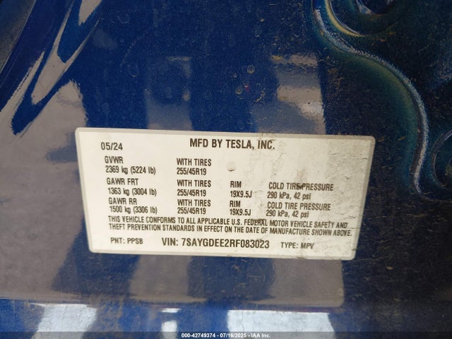 2024 TESLA MODEL Y 7SAYGDEE2RF083023 Photo 8